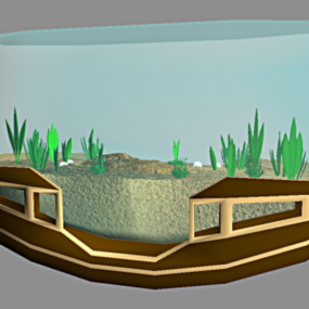 مدل سه بعدی آکواریوم با زمین زیر آب