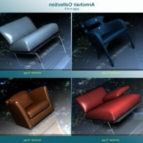 Leather Armchair Collection 4 3d model