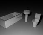 Kylpyhuonekalusteet saniteettisetti 3D-malli