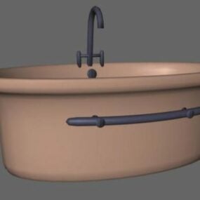 Mô hình 3d bồn tắm tròn vệ sinh