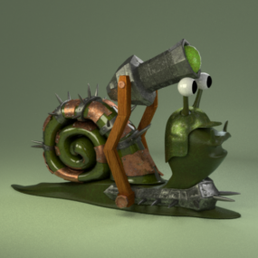 可爱的蜗牛机器人角色3d模型