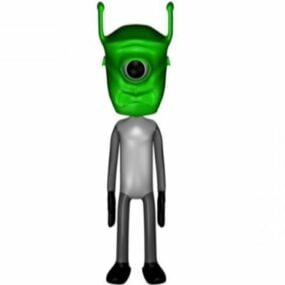 El personaje de dibujos animados alienígena verde modelo 3d