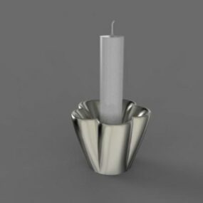 Candle With Chrome Holder 3d model