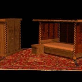 Stue tæppe med møbler 3d model