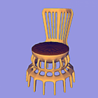 Chaise ronde en bois à pieds multiples