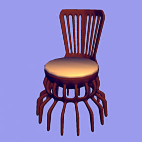 Krzesło drewniane z wieloma nogami Model 3D