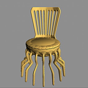 Krzesło rattanowe z wieloma nogami Model 3D