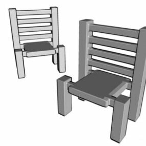 Alçak Ahşap Sandalye 3d modeli