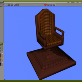 Cadeira de madeira com suporte grande modelo 3d