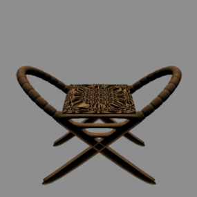 Rattan Chair Stool 3d model