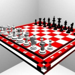 Chess Game Red Table 3d model
