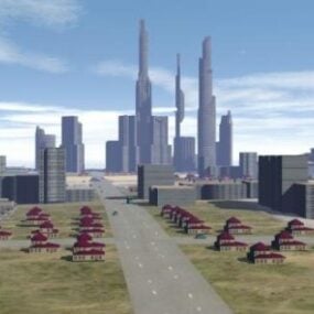 Modello 3d della costruzione dell'isola della città