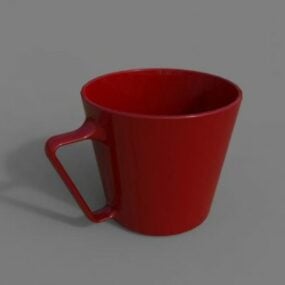 Kırmızı Porselen Kahve Kupa 3D model