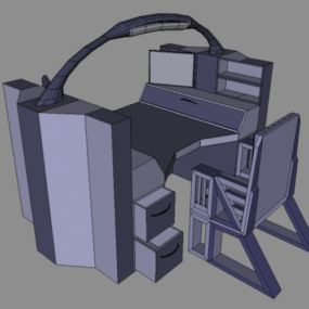 Sandalye ve Dolaplı Çalışma Masası 3D model