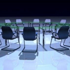 Owalny stół konferencyjny z krzesłami Model 3D