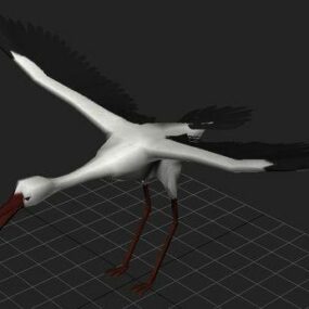 Burung Crane Lowpoly Model 3d