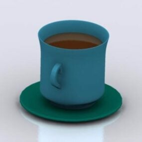 فنجان قهوة بورسلين لون أزرق موديل 3D