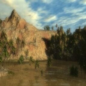 ビーチの崖の岩の風景3Dモデル