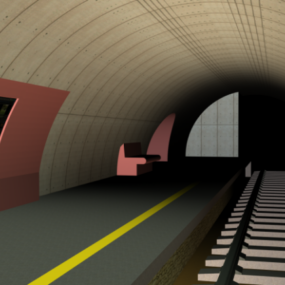 Model 3d Bangunan Terowongan Stasiun Kereta Api