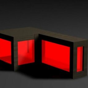 שולחן עיצוב עם דגם תלת מימד מזכוכית אדומה