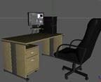 Schreibtisch mit Rollstuhl 3D-Modell