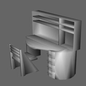 Console Bureautafel Aziatisch houten meubilair 3D-model