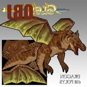 Personagem medieval de dragão de asas Modelo 3D