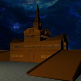 Bakstenen kerkgebouw 3D-model