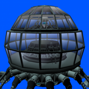 Estación futurista de la sede de la esfera de cristal modelo 3d