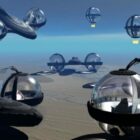 Glass Sphere Futuristic Aircraft