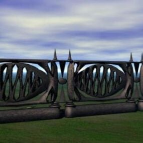 草の上の鉄のフェンス計画3Dモデル