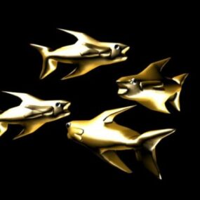 Goldene Fischdekoration 3D-Modell