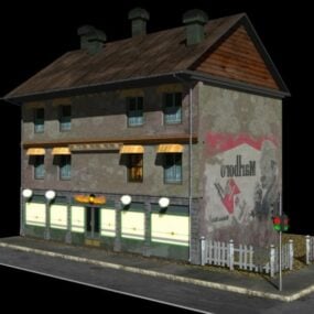 3д модель старого уличного дома
