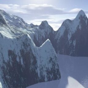 Modello 3d del paesaggio montano congelato