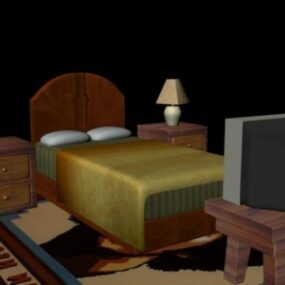Set Furnitur Tempat Tidur Gaming model 3d