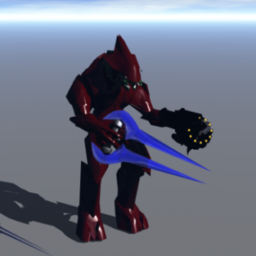 エネルギー剣を持つモンスターキャラクター3Dモデル