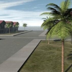 Huiscomplex gebouw met landschap 3D-model