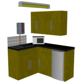 3д модель небольшого углового кухонного шкафа