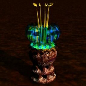 Table Lamp Jade Carved Style 3d model