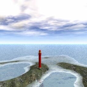 مدل سه بعدی فانوس دریایی در ساحل