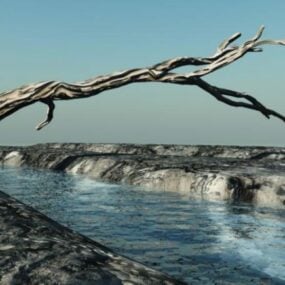 Paysage de rivière sur la terre morte modèle 3D