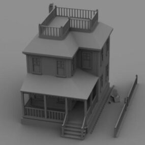 Single Roof House Building 3d model