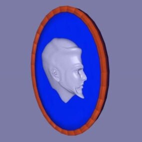 عملة نقدية مع وجه منحوت نموذج ثلاثي الأبعاد