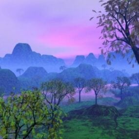 Misty Forest Landscape 3d-modell
