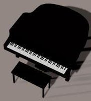 3D model černého klavíru s lavicí