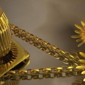 Golden Ring Necklet Jewelry Set 3d model