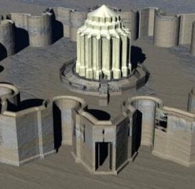 都市の建物寺院3Dモデル