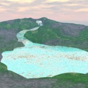 דגם 3D Jungle Stream Landscape