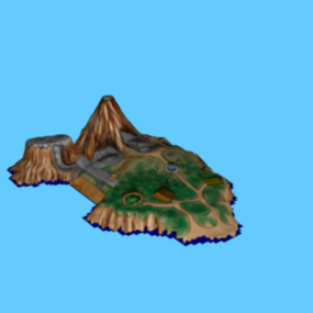 Île avec montagne modèle 3D