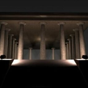 神秘的な寺院の建物3Dモデル